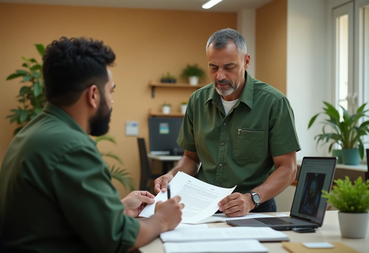 Revisando documentos em escritório