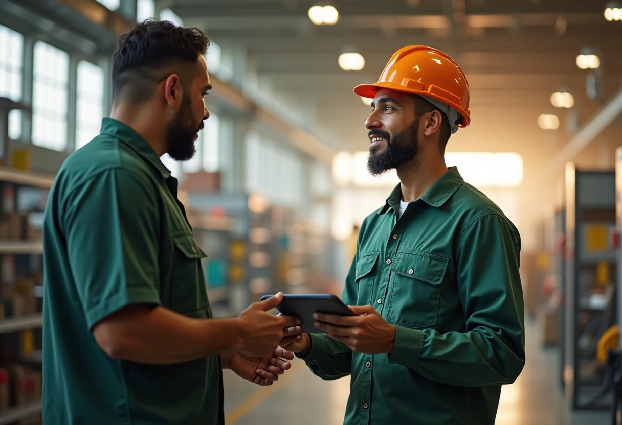 Trabalhadores em fábrica